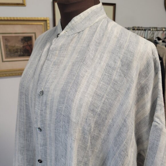 Eskandar European Designer Tunic Dress in 100% Linen Striped - Picture 10 of 16